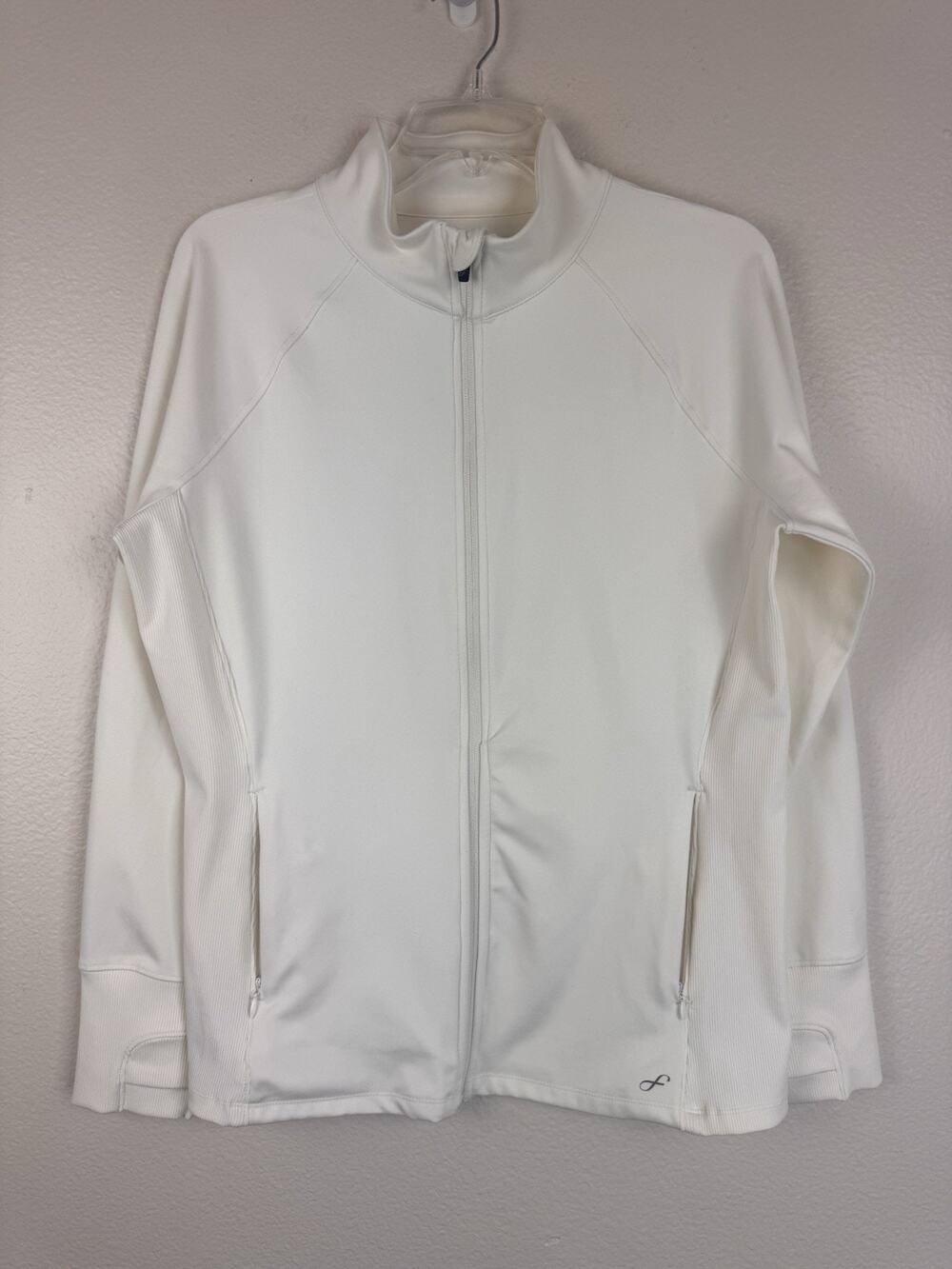 Womens Freely Athletic Haven Luxe Zip Up Jacket Active Athleisure Sporty Ivory L